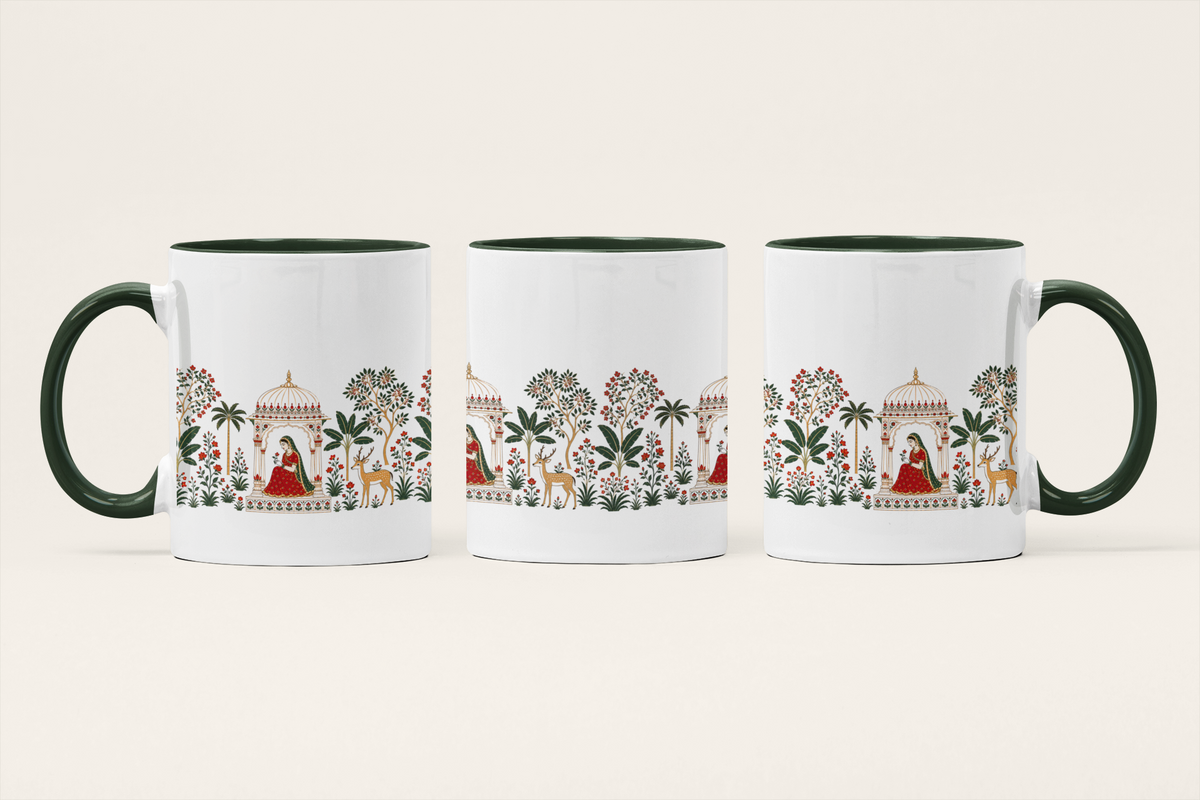 The Mughal Garden — Heritage Art Mug | Mughal Miniature Ceramic, 325ml