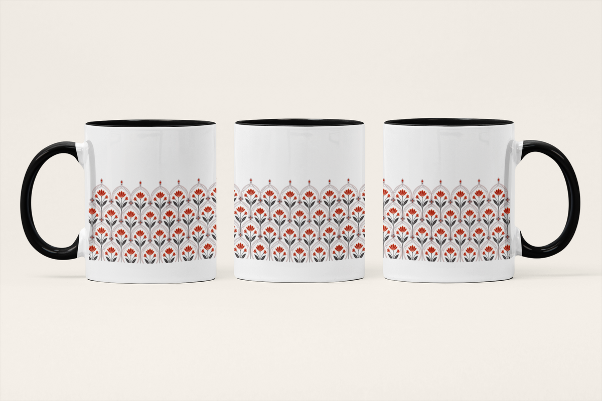 Blooming Tulips — Heritage Art Mug | Indo-Persian Folk Ceramic, 325ml