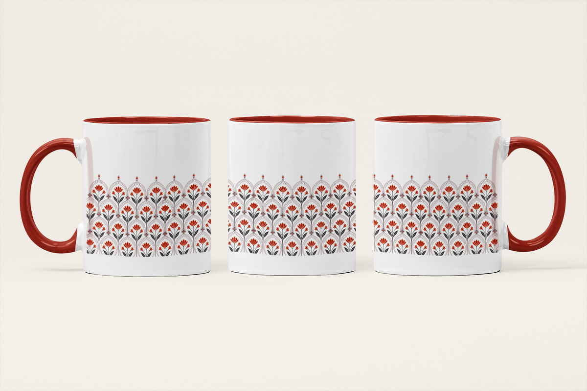 Blooming Tulips — Heritage Art Mug | Indo-Persian Folk Ceramic, 325ml