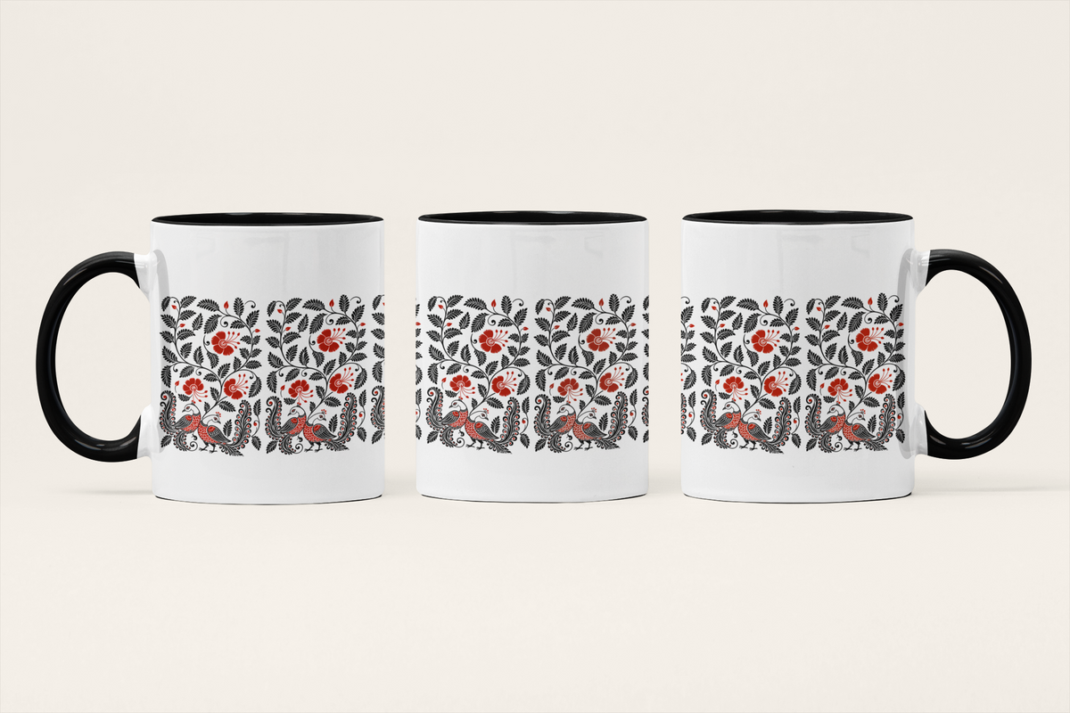 Peacock Dance — Heritage Art Mug | Indian Folk Art Ceramic, 325ml