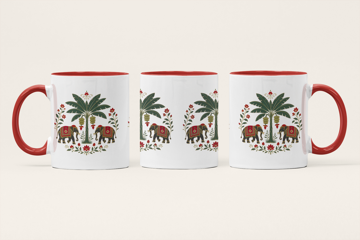 Gaj — Elephant Motif Art Mug | Indian Heritage Ceramic, 325ml