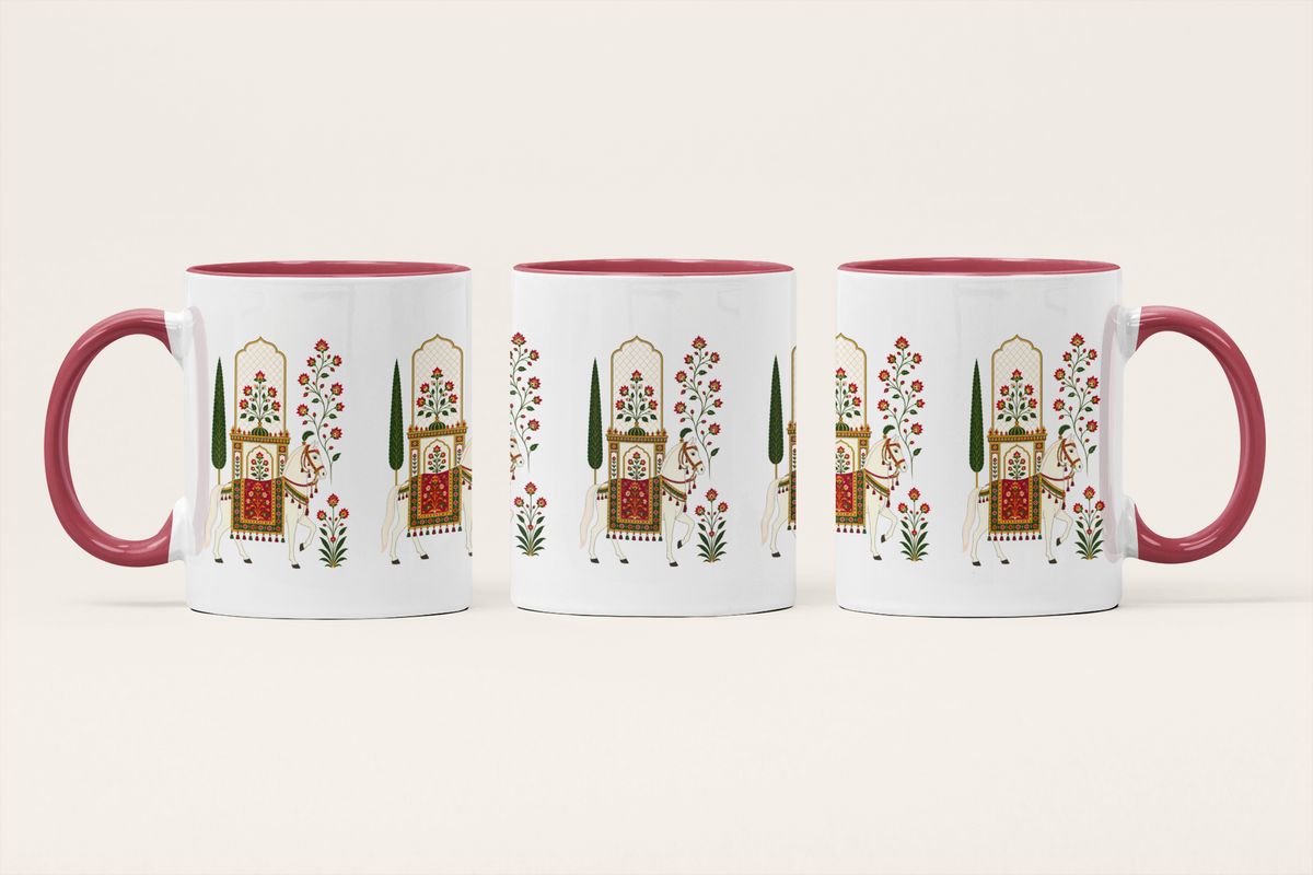 The Mughal Stallion — Royal Horse Art Mug | Mughal Miniature Ceramic, 325ml