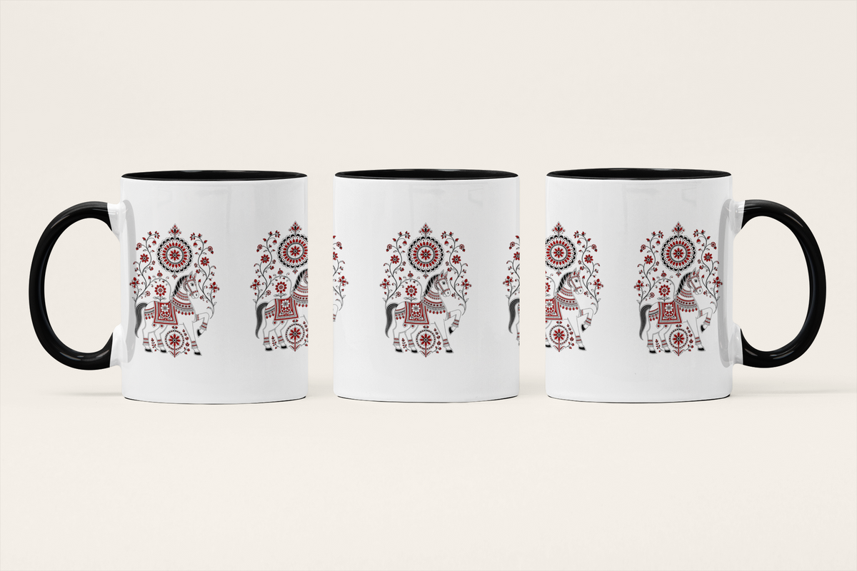 Ashwa — Sacred Horse Art Mug | Indian Heritage Folk Ceramic, 325ml