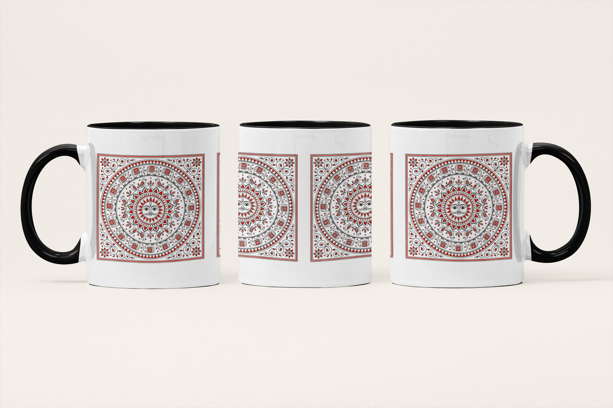 Surya — Sun God Heritage Art Mug | Indian Folk Art Ceramic, 325ml