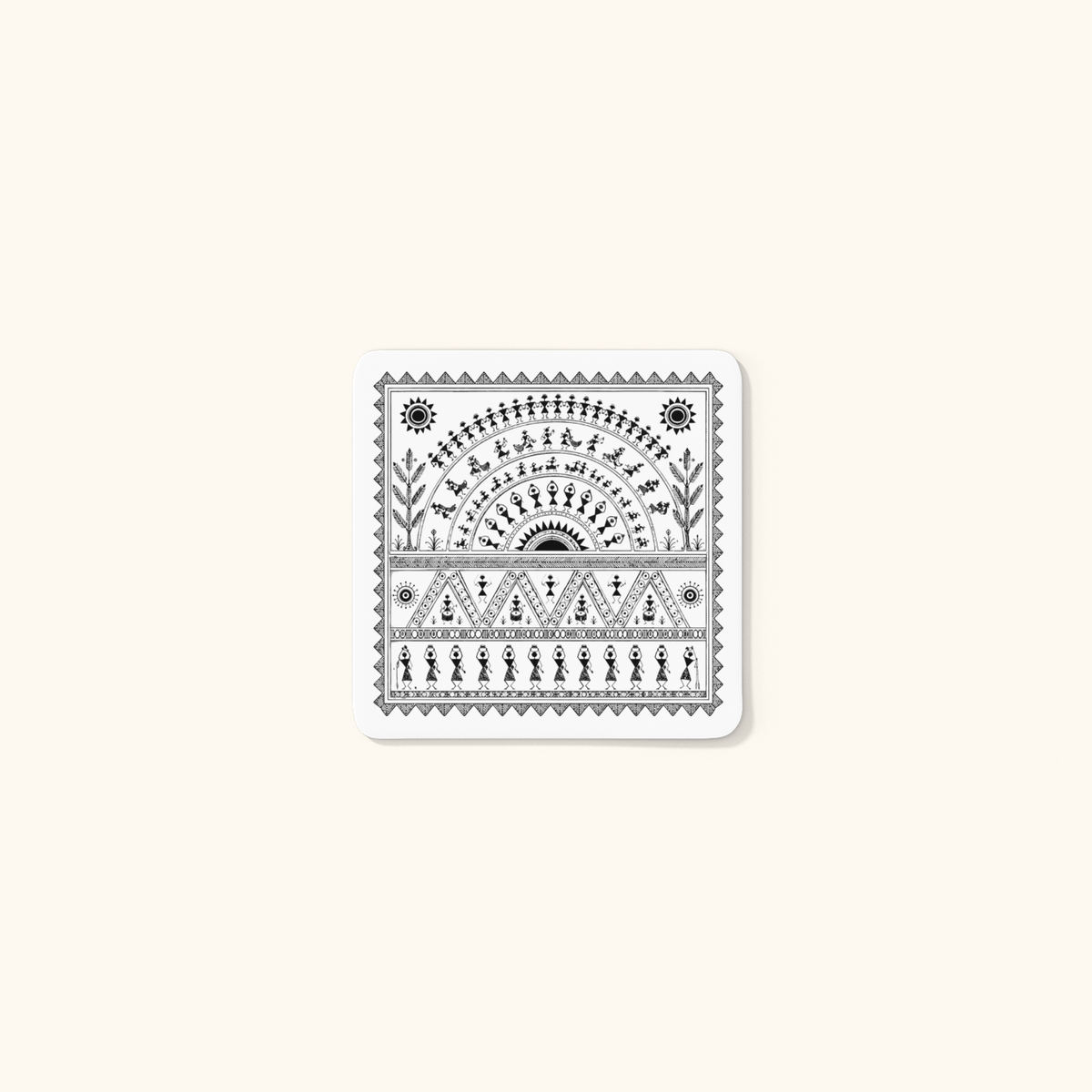 Village Morning Coasters — Indian Countryside Heritage Art