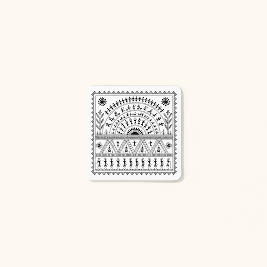 Village Morning Coasters — Indian Countryside Heritage Art